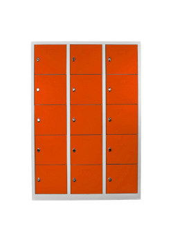 Demir Dolap Ofis 15 Gözlü Öğretmen Öğrenci Dolabı Gri-Turuncu