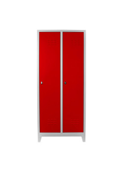 Demir Dolap Ofis 2 li Standart Soyunma Dolabı Gri-Kırmızı