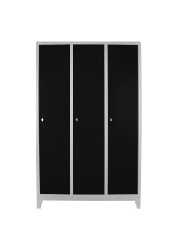Demir Dolap Ofis 3 lü Standart Soyunma Dolabı Gri-Siyah