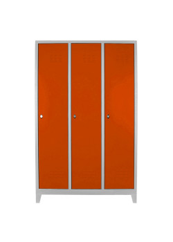 Demir Dolap Ofis 3 lü Standart Soyunma Dolabı Gri-Turuncu