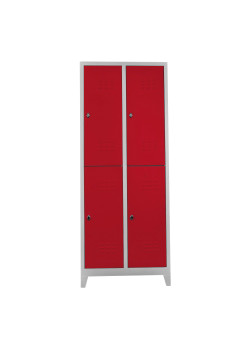 Demir Dolap Ofis 4 lü Standart Soyunma Dolabı Gri-Kırmızı