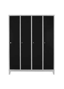 Demir Dolap Ofis 4 lü Yanyana Soyunma Dolabı Gri-Siyah