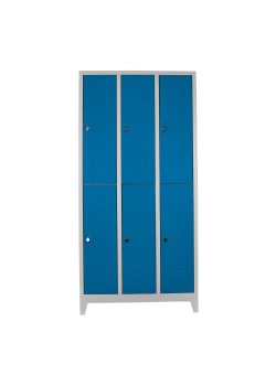 Demir Dolap Ofis 6 Lı Standart Soyunma Dolabı Gri-Mavi