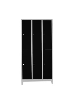 Demir Dolap Ofis 6 Lı Standart Soyunma Dolabı Gri-Siyah