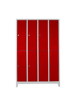 Demir Dolap Ofis 8 li Soyunma Dolabı Gri-Kırmızı