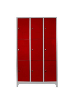 Demir Dolap Ofis 9 lu Standart Soyunma Dolabı Gri-Kırmızı