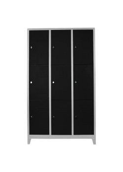 Demir Dolap Ofis 9 lu Standart Soyunma Dolabı Gri-Siyah